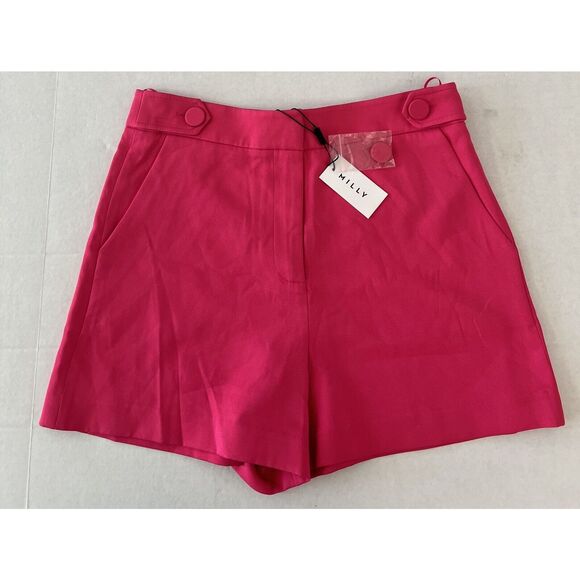 MILLY Aria Cady Sz 2 Button Tab Shorts MILLY Pink - Picture 1 of 9